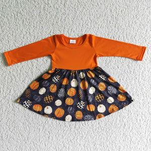 Promotional Pumpkins Black Orange Girls Halloween Dress