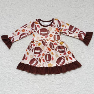 Leaves Football Girls Long Sleeve Dress