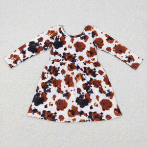 Cowhide Print Girls Long Sleeve Dress