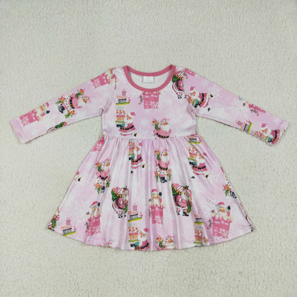 Santa Gift Pink Girls Christmas Dress