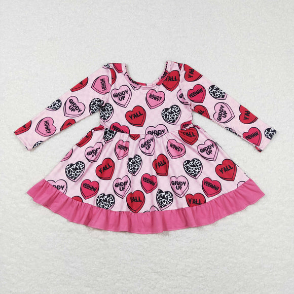 Giddy Up Heart Pink Ruffles Girls Valentines Dress