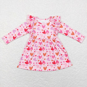 Heart Pink Ruffles Girls Valentines Dress