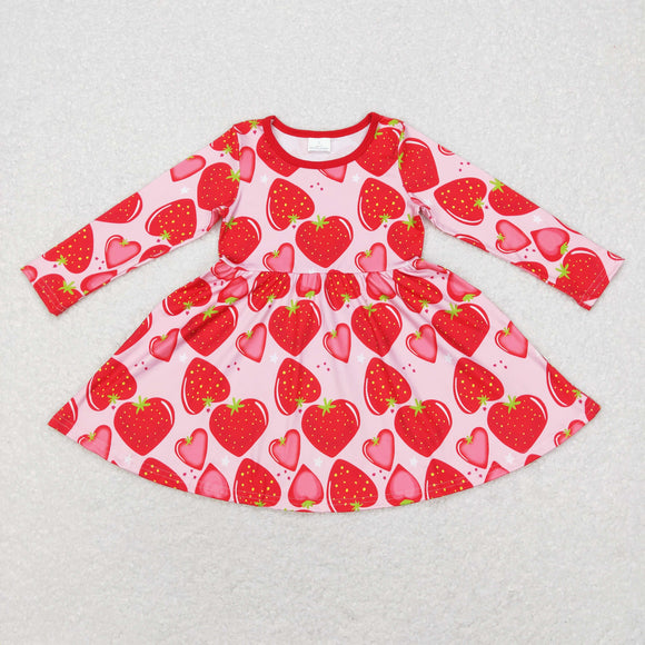 Heart Strawberry Pink Girls Valentines Dress