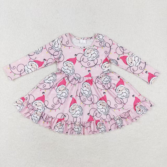 Santa Light Pink Girls Christmas Dress