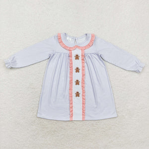 Gingerbread Plaid Ruffles Girls Christmas Dress