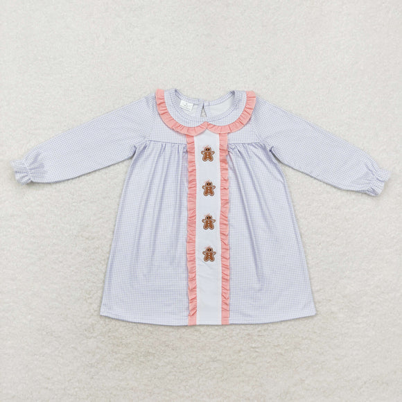 Gingerbread Plaid Ruffles Girls Christmas Dress