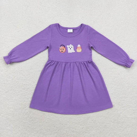 Pumpkin Ghost Candy Purple Girls Halloween Dress