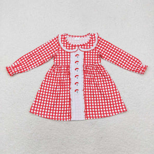 Santa Red Plaid Ruffles Girls Christmas Dress