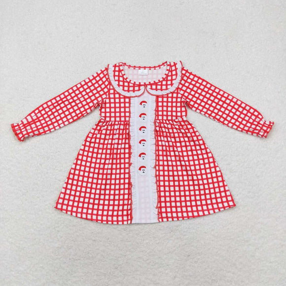 Santa Red Plaid Ruffles Girls Christmas Dress