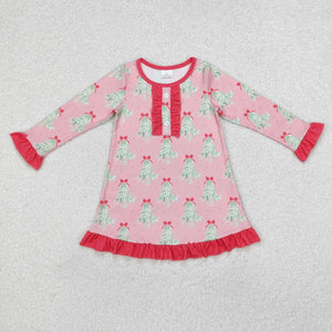 Bows Tree Pink Girls Christmas Dress