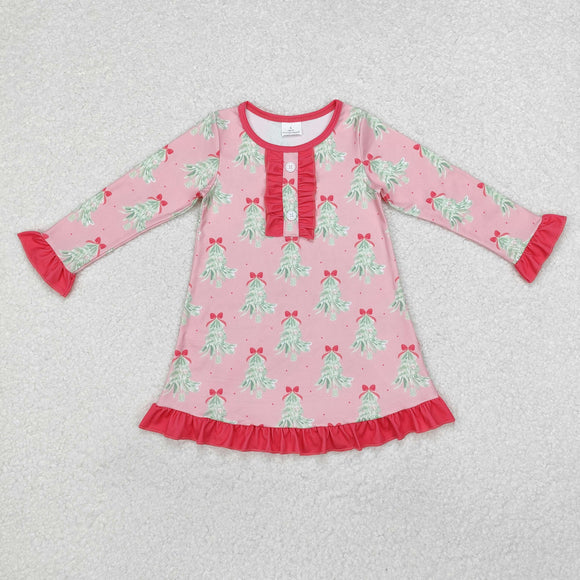 Bows Tree Pink Girls Christmas Dress