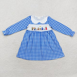 Jesus Blue Plaid Girls Christmas Dress