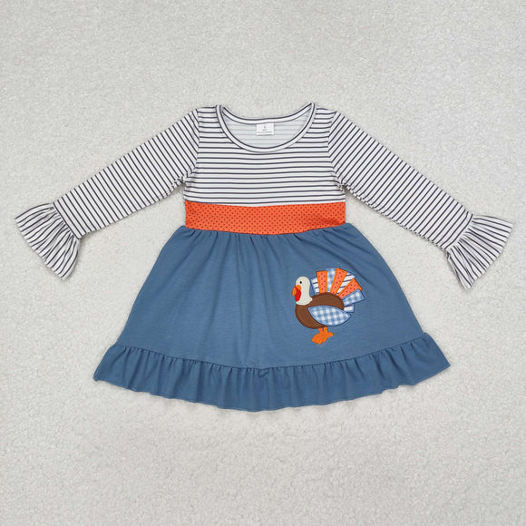 Turkey Haze Blue Girls Thanksgiving Dress