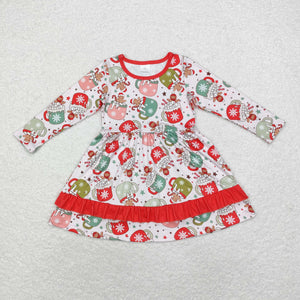 Gingerbread Cup Red Ruffles Girls Christmas Dress