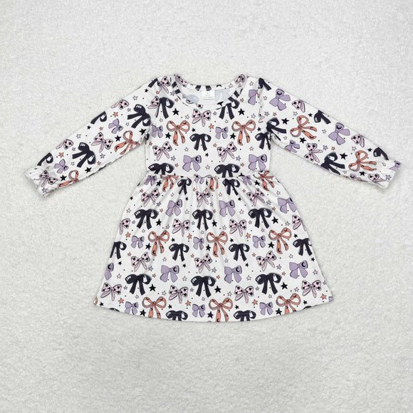 Bow Pattern Beige Girls Halloween Dress