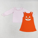 Orange Plaid Smile Pink Girls Halloween Outfits