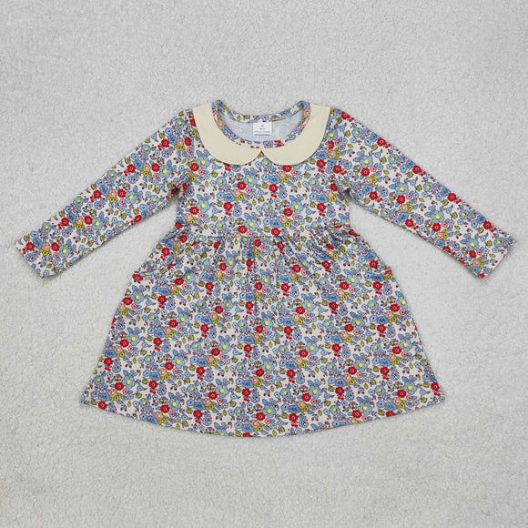 Floral Doll Collar Girls Long Sleeve Dress