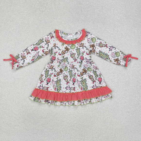 Cartoon Gifts Pink Bows Pink Girls Christmas Dress