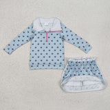 Floral Blue Athletic Shorts Girls Skirt Sets
