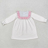 Cross Polka Dots Pink White Girls Easter Dress