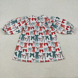 Red Green Bow Pattern Girls Christmas Dress