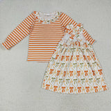 Orange Green Bow Pattern Shirt Suspenders Dress Halloween Outfits