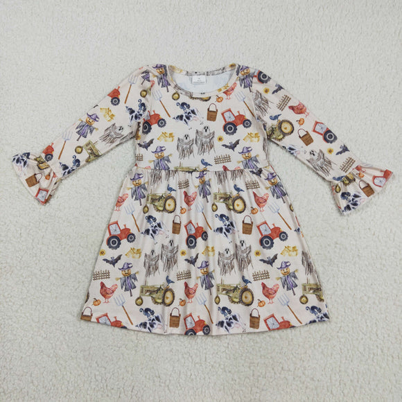 Farm Tractor Scarecrow Girls Halloween Dress