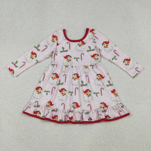 Santa Candy Cane Pink Girls Christmas Dress