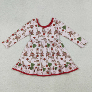 Cowgirl Boots Red Ruffles Pink Girls Christmas Dress