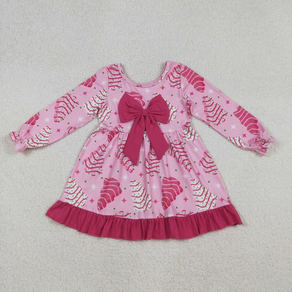 Tree Cookie Hot Pink Bow Girls Christmas Dress