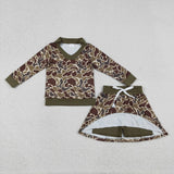 Dark Brown Green Camo Shorts Girls Skirt Sets