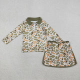 Orange Green Camo White Shorts Girls Skirt Sets