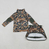 Brown Green Camo Beige Shorts Girls Skirt Sets