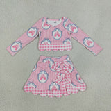 Castle Hot Pink Plaid Bows Scalloped Athletic Shorts Girls Skirt Sets