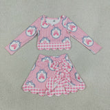 Castle Hot Pink Plaid Bows Scalloped Athletic Shorts Girls Skirt Sets