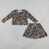 Green Brown Camo Beige Shorts Girls Skirt Sets