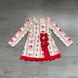 Pre-sale Santa Tree Stripe Red Bows Scalloped Athletic Girls Christmas Dress