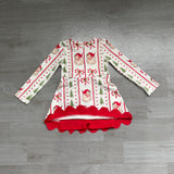 Pre-sale Santa Tree Stripe Red Bows Scalloped Athletic Girls Christmas Dress