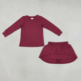 Solid Magenta Shorts Girls Skirts Sets