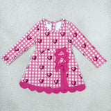 Heart Plaid Hot Pink Bows Scalloped Athletic Girls Valentines Dress