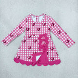 Heart Plaid Hot Pink Bows Scalloped Athletic Girls Valentines Dress