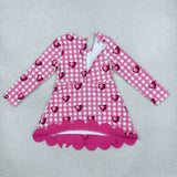 Heart Plaid Hot Pink Bows Scalloped Athletic Girls Valentines Dress