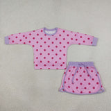 Hot Pink Polka Dots Purple Shorts Girls Skirts Sets