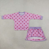 Hot Pink Polka Dots Purple Shorts Girls Skirts Sets