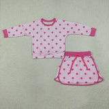 Hot Pink Polka Dots Shorts Girls Skirts Sets