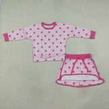 Hot Pink Polka Dots Shorts Girls Skirts Sets