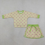 Pink Polka Dots Yellow Green Shorts Girls Skirts Sets