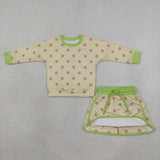 Pink Polka Dots Yellow Green Shorts Girls Skirts Sets