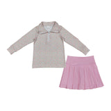 Floral Zipper Pink Pleated Athletic Shorts Girls Skirt Sets