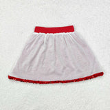 Sequins Solid Red Skirt Girls Christmas Dress